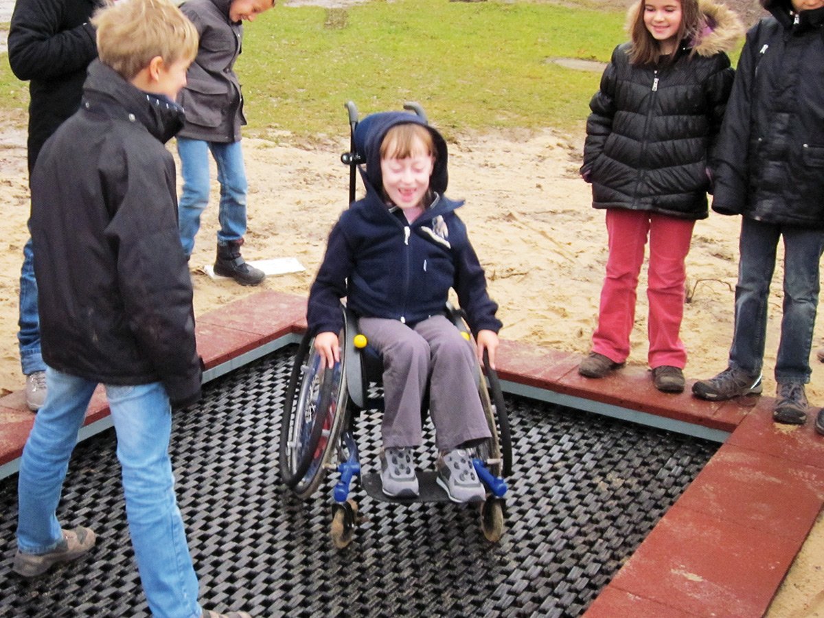 Rolli wheelchair user trampoline